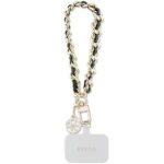 Nugarėlės dėklai Guess  Guess GUOUCHSAMC4K Universal Hand Strap Case - Black Saffiano Chain 4G Charm 