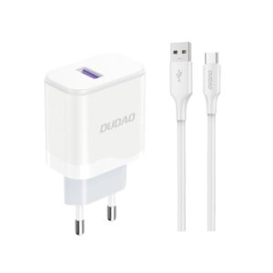 Adapteris Dudao  Dudao A20EU USB-A 18W network charger - white + USB-A - USB-C cable 
