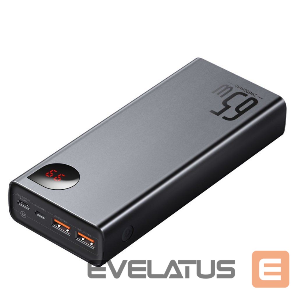 Väline aku Baseus Baseus Adaman powerbank 2x USB / 1x USB Type C / 1x micro USB 20000mAh 65W Quick Charge 3.0 Power Delivery black (PPIMDA-D01)