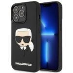 Back panel cover Karl Lagerfeld  Karl Lagerfeld KLHCP14LKH3DBK iPhone 14 Pro 6.1 "black / black hardcase 3D Rubber Karl`s Head 