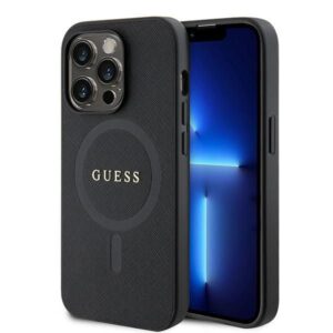 Nugarėlės dėklai Guess  Guess GUHMP15LPSAHMCK iPhone 15 Pro 6.1" black/black hardcase Saffiano MagSafe 
