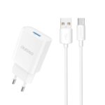 Adapteriai Dudao  Dudao A4EU USB-A 2.1A wall charger - white + USB-A - USB-C cable 