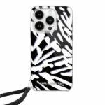 Cits mobilo telefonu aksesuārs Karl Lagerfeld  Karl Lagerfeld IML Zebra Pattern & Cord case for iPhone 15 Pro Max - black 