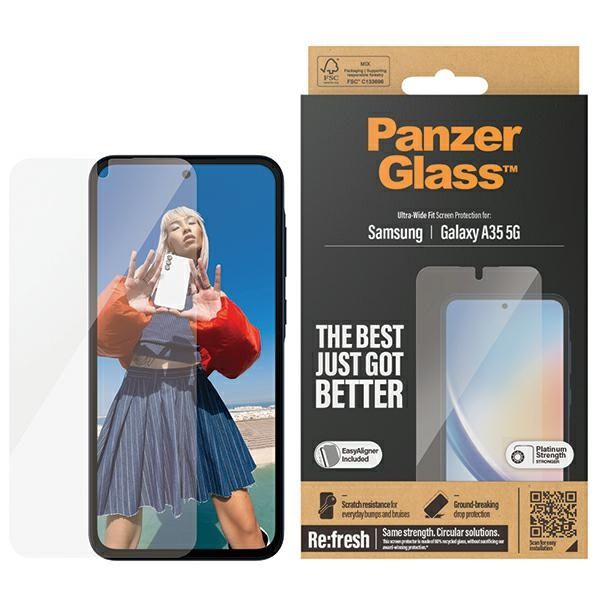 Cits mobilo telefonu aksesuārs Panzer Glass PanzerGlass Ultra-Wide Fit tempered glass with positioner for Samsung Galaxy A35 5G