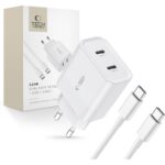 Adapter Tech-Protect  Tech-Protect C20W 2x USB-C PD 20W charger with USB-C / USB-C cable - white 