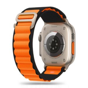 Rihm Tech-Protect  Tech-Protect Nylon Pro Strap for Apple Watch 4 / 5 / 6 / 7 / 8 / 9 / SE / Ultra 1 / 2 (42/44/45/49 mm) - Black & Orange 