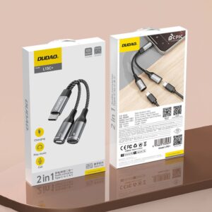 Adapteris Dudao  Dudao L13C+ 2in1 USB-C Adapter - Gray 