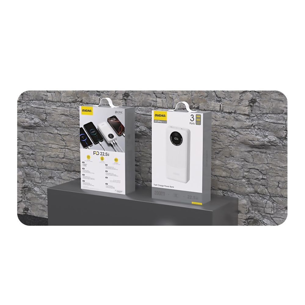 Väline aku Dudao Powerbank Dudao K12Pro 22.5W PD 20000mAh USB-A, USB-C - white