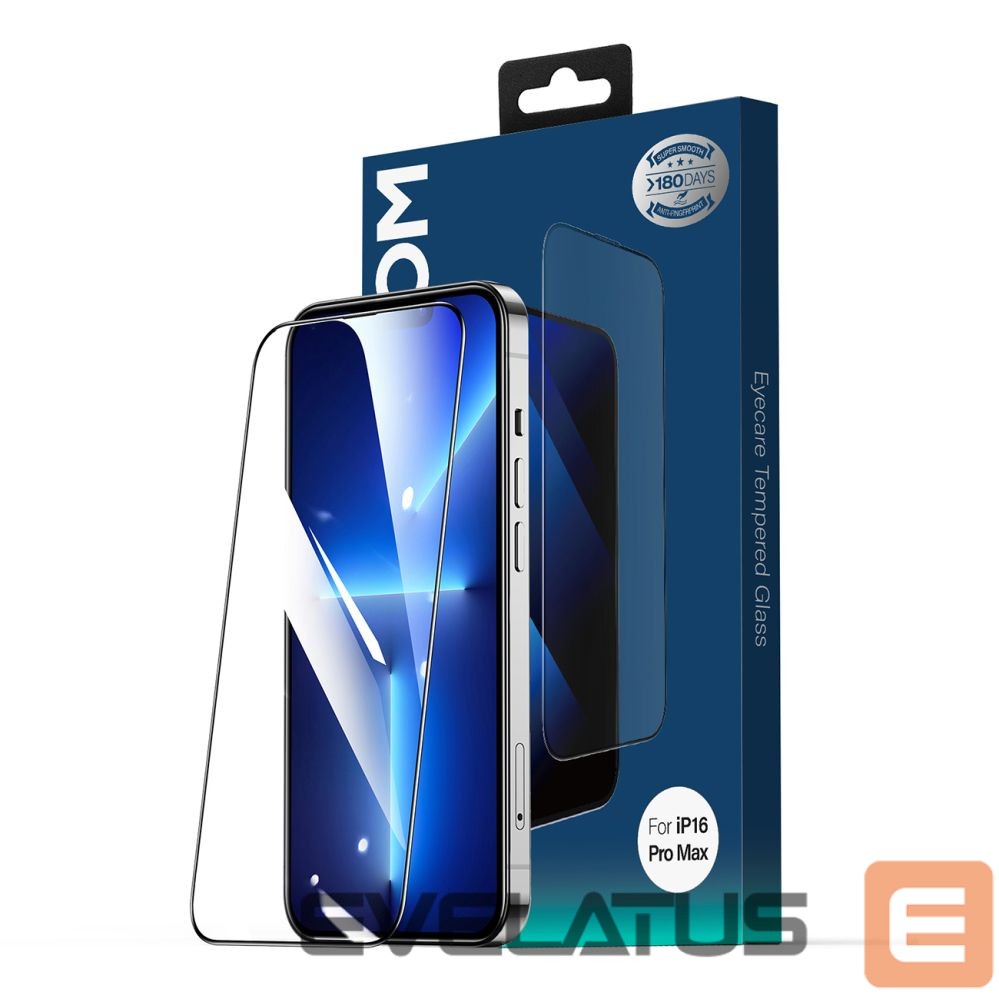 Aizsargstikls Joyroom Joyroom JR-MLG0284 2.5D Anti-Blue Light + Dustproof Tempered Glass with Black Frame for iPhone 15/16