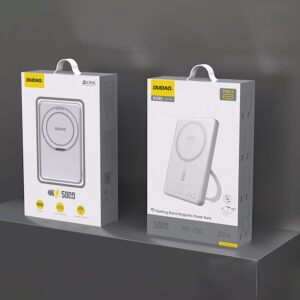 Ārējais akumulators Dudao  Dudao K28S 20W PD 5000mAh Powerbank with MagSafe and Stand - Silver 