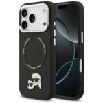 Nugarėlės dėklai Karl Lagerfeld  KARL LAGERFELD case for IPHONE 17 Pro Max compatible with MagSafe KLHMP17XPSMLRKCK (PU K&C Pins) black 