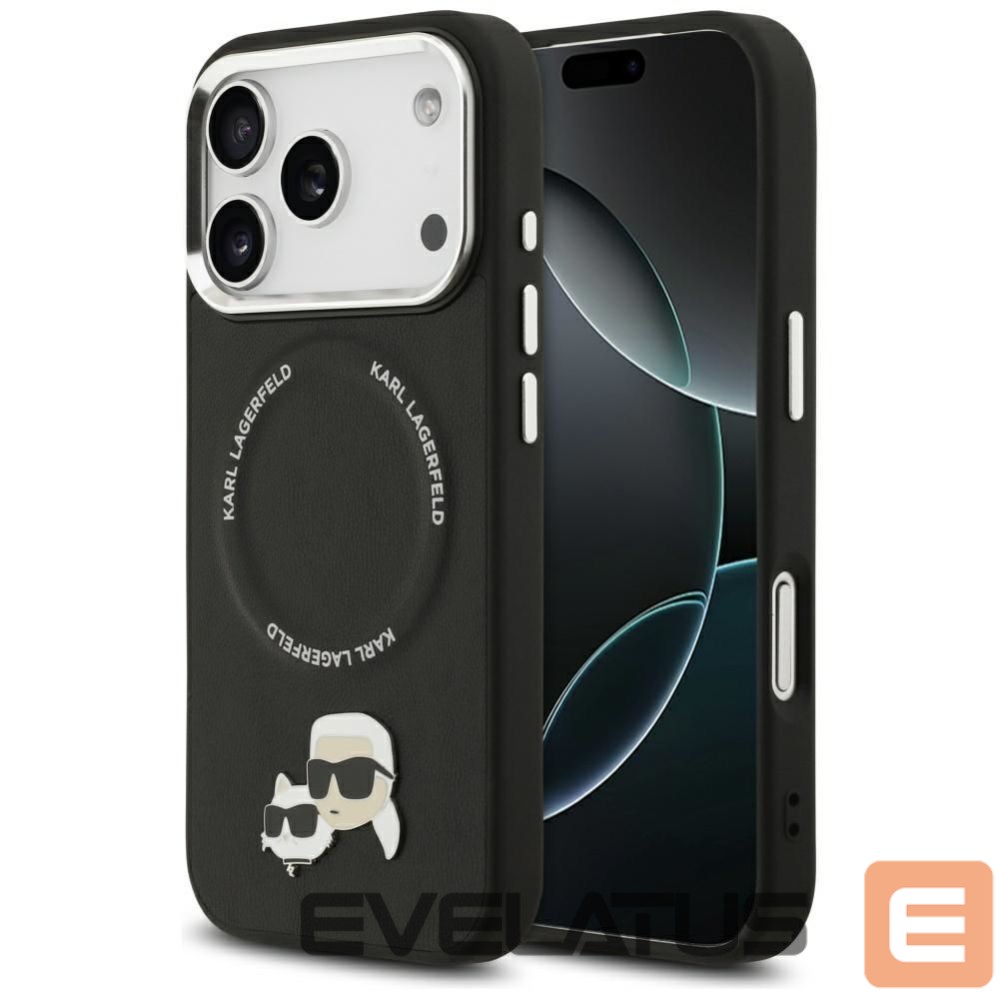 Back panel cover Karl Lagerfeld KARL LAGERFELD case for IPHONE 17 Pro Max compatible with MagSafe KLHMP17XPSMLRKCK (PU K&C Pins) black