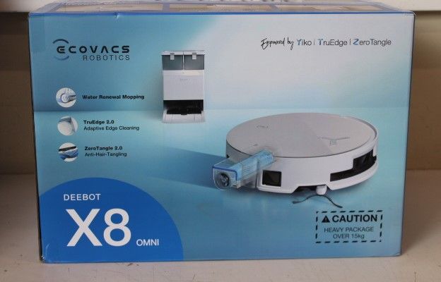 Dulkių siurblys Ecovacs SALE OUT. DEEBOT X8 OMNI Vacuum cleaner, Robot, Wet&Dry, 18000Pa, TruEdge 2.0, AIVI 3D 3.0, YIKO-GPT, White+Auto-empty station | | Robotic Vacuum Cleaner | DEEBOT X8 OMNI | Wet&Dry | Lithium-Ion | 5200 mAh | Dust capacity 0.22 L | 17000 Pa | White | DAMAGED PACKAGING