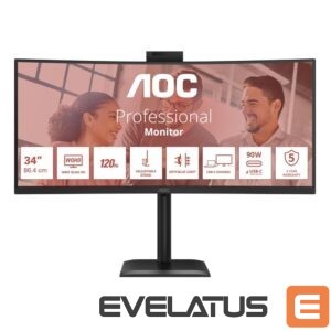 Monitors AOC  CU34E4CW Curved 34" 3440x1440/21:9/350cd/m2/4ms HDMI, DisplayPort, USB, Audio out | 