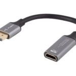 Monitoriaus priedas Lanberg  Displayport (M)->HDMI(F) Adapter 8K on cable 20cm, Silver 