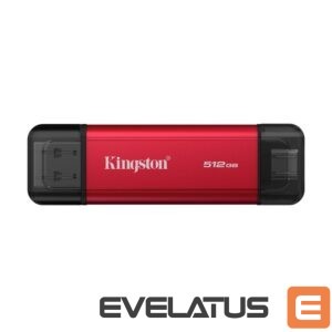 Cietais disks SSD Kingston  Dual Portable Solid-State Drive, USB Type-A and Type-C | 512 GB | Solid-state drive interface USB 3.2 Gen 2 | Read speed 1050 MB/s | Write speed 950 MB/s 