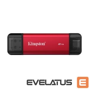Cietais disks SSD Kingston  Dual Portable Solid-State Drive, USB Type-A and Type-C | 2000 GB | Solid-state drive interface USB 3.2 Gen 2 | Read speed 1050 MB/s | Write speed 950 MB/s 
