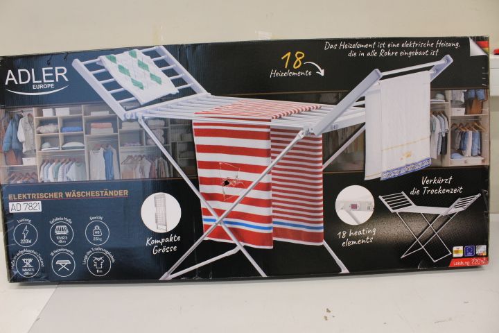 Muud väikesed kodumasinad Adler SALE OUT. AD 7821 Foldable electric clothes drying rack, Silver/White | Foldable electric clothes drying rack | AD 7821 | 220 W | Silver/White | DAMAGED PACKAGING, SCRATCHED PAINT