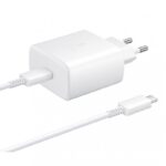 Adapteris Samsung  EP-TA845EWE + EP-DW767JWE Samsung 45W Travel Charger + USB-C/USB-C Data Cable White (OOB Bulk) 