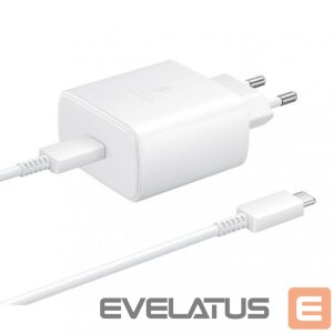 Adapteris Samsung  EP-TA845EWE + EP-DW767JWE Samsung 45W Travel Charger + USB-C/USB-C Data Cable White (OOB Bulk) 