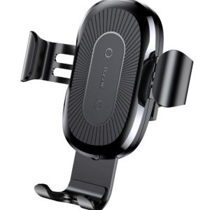 Automobiliniai įkrovikliai Baseus  Wireless Charger Gravity Car Mount Phone Bracket Air Vent Holder + Qi Charger Black