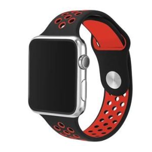 Siksniņa Tactical Apple Watch 42mm / 44mm Double Silicone Band Black Red