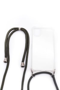 Nugarėlės dėklai Evelatus Apple iPhone 11 Silicone Transparent with Necklace TPU Strap Transparent