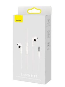 Vadu austiņas Baseus  Encok H17 3.5mm minijack wired headphones White