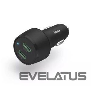 Auto charger Hama  Fast charging Auto PD/QC 45W (2X USB-C) Black
