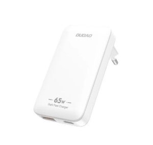 Išorinė baterija Dudao  GaN Dudao A65Q 65W USB-A / USB-C PD Ultra-Thin Travel Wall Charger EU / US - White GaN Dudao A65Q 65W USB-A / USB-C PD Ultra-Thin Travel Wall Charger EU / US - White White