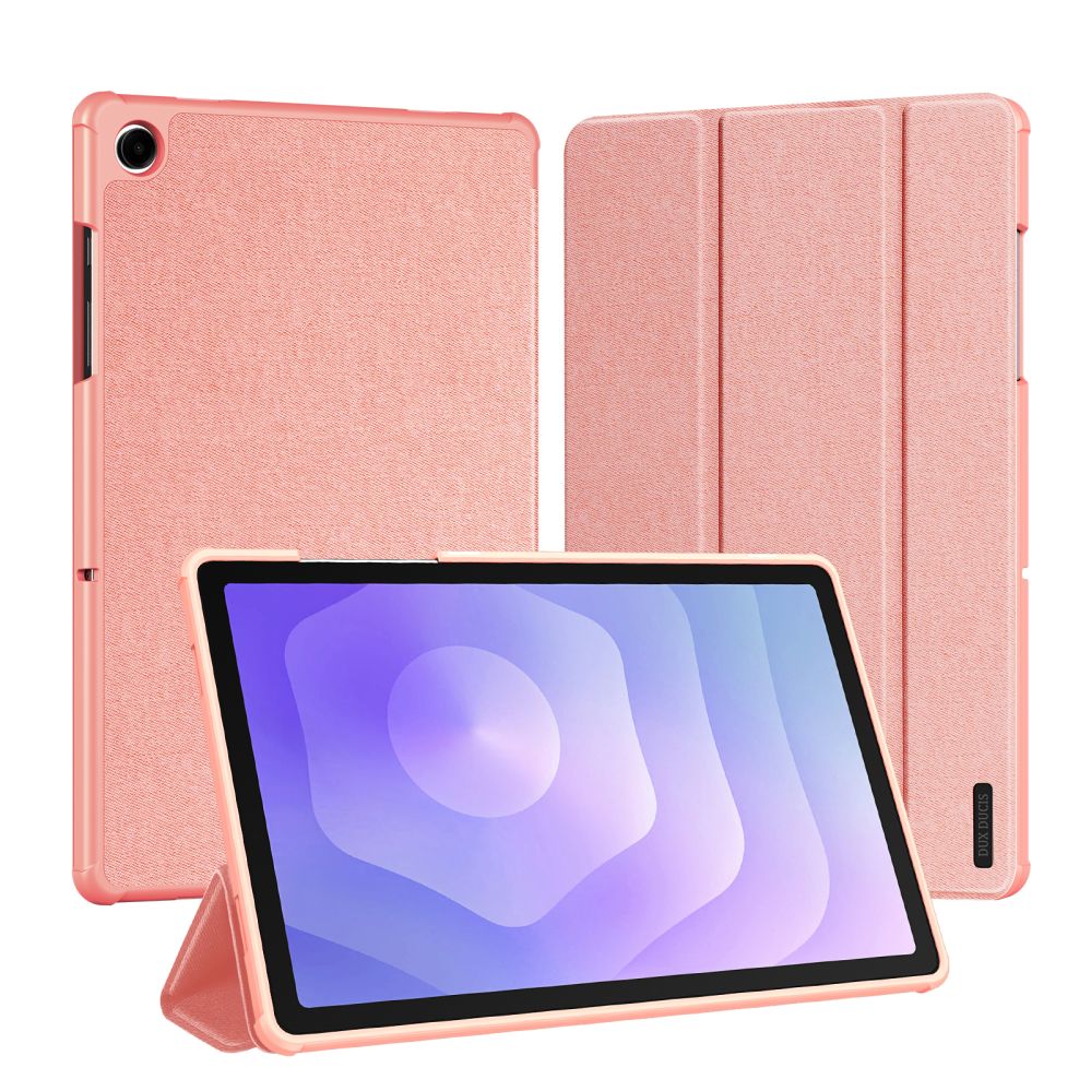 Maciņš grāmata Dux Ducis Galaxy Tab A9 Plus / Tab A11 Plus Domo Series Tri-fold Stand PU Leather Tablet Cover Pink