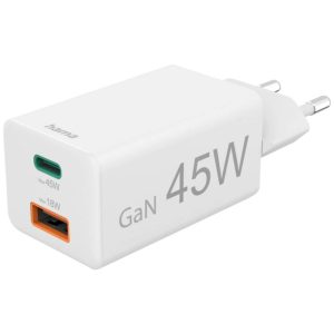 Adaptrid Hama  Mini Adapter 45W GaN USB-C + USB-A White