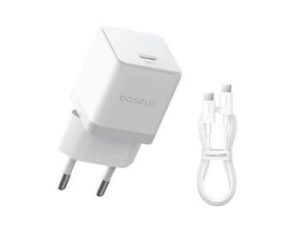 Adapter Baseus  alm Fast Charger USB-C 20W + Data Cable USB-C/USB-C 1m White