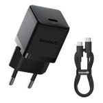 Adapteriai Baseus  Palm Fast Charger USB-C 20W + Data Cable USB-C/USB-C 1m Black