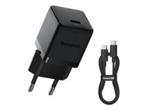 Adapter Baseus  Palm Fast Charger USB-C 20W + Data Cable USB-C/USB-C 1m Black