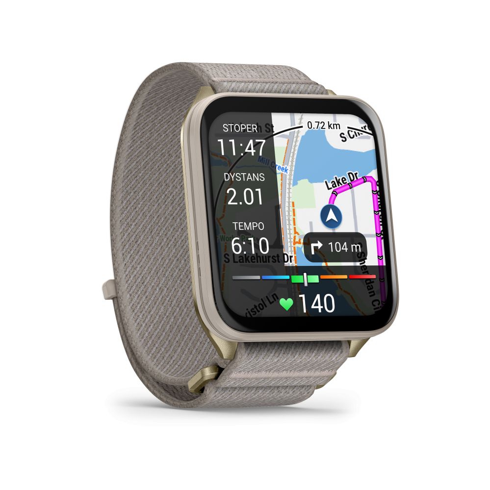 Nutikell Garmin Venu X1 Soft Gold with Titanium Caseback and French Grey Nylon Band