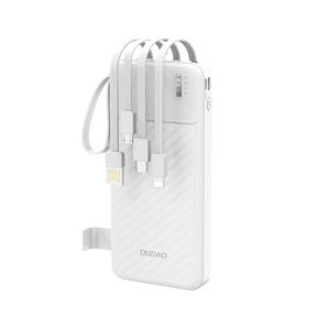 Väline aku Dudao  Dudao K11 10000mAh Powerbank with Built-in Cables White