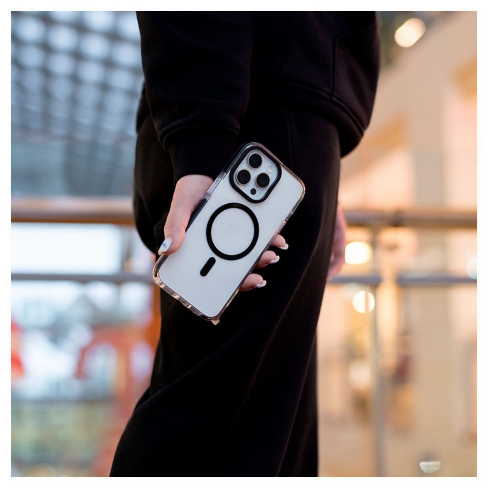 Aizmugurējais vāciņš Evelatus Apple iPhone 15 Pro Max Clear Case PC+TPU With MagSafe Transparent Black