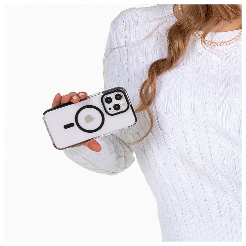 Aizmugurējais vāciņš Evelatus Apple iPhone 15 Pro Max Clear Case PC+TPU With MagSafe Transparent Black