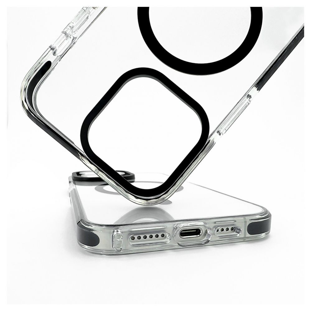 Aizmugurējais vāciņš Evelatus Apple iPhone 15 Pro Max Clear Case PC+TPU With MagSafe Transparent Black