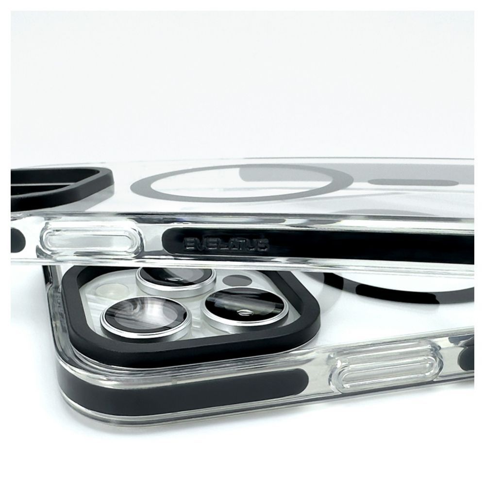 Aizmugurējais vāciņš Evelatus Apple iPhone 15 Pro Max Clear Case PC+TPU With MagSafe Transparent Black