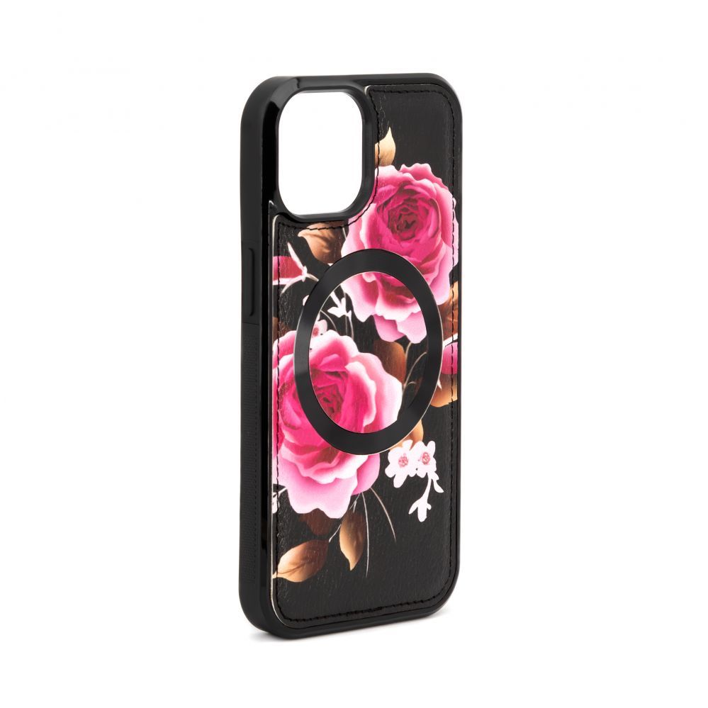 Nugarėlės dėklai Evelatus Apple iPhone 15 Leather Case Zipper Design Flower Black
