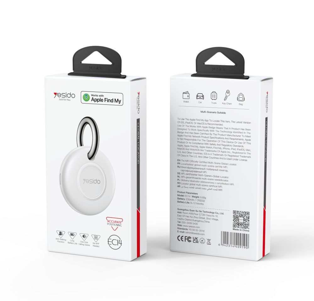 Išmanioji žyma yesido GPS Tracker Compact With Apple Find My Phone White