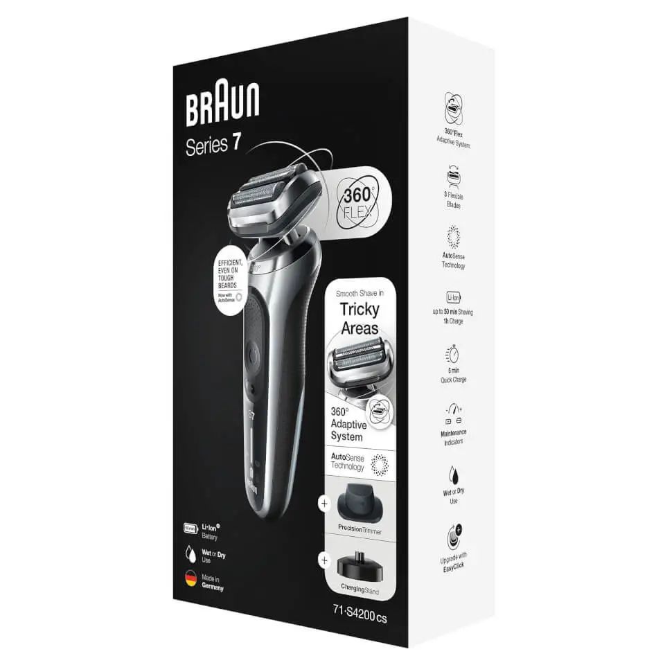 Razor Braun Shaver 71-S4200cs Operating time (max) 50 min, Wet & Dry, Silver/Black