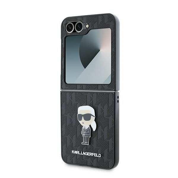 Back panel cover Karl Lagerfeld Karl Lagerfeld Saffiano Monogram Ikonik Pin Case for Samsung Galaxy Z Flip 6 - Black