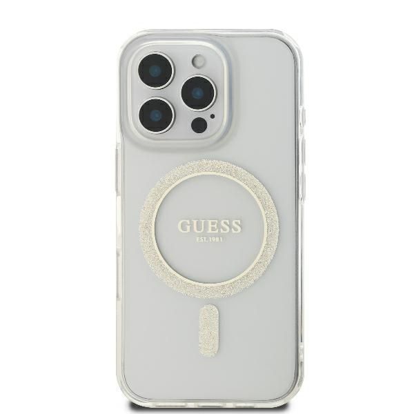 Other Phone Accessory Guess Guess GUHMP16LHFGERET iPhone 16 Pro 6.3" transparent hardcase IML Glitter Circle MagSafe