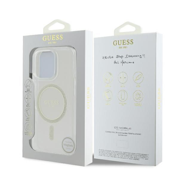 Other Phone Accessory Guess Guess GUHMP16LHFGERET iPhone 16 Pro 6.3" transparent hardcase IML Glitter Circle MagSafe