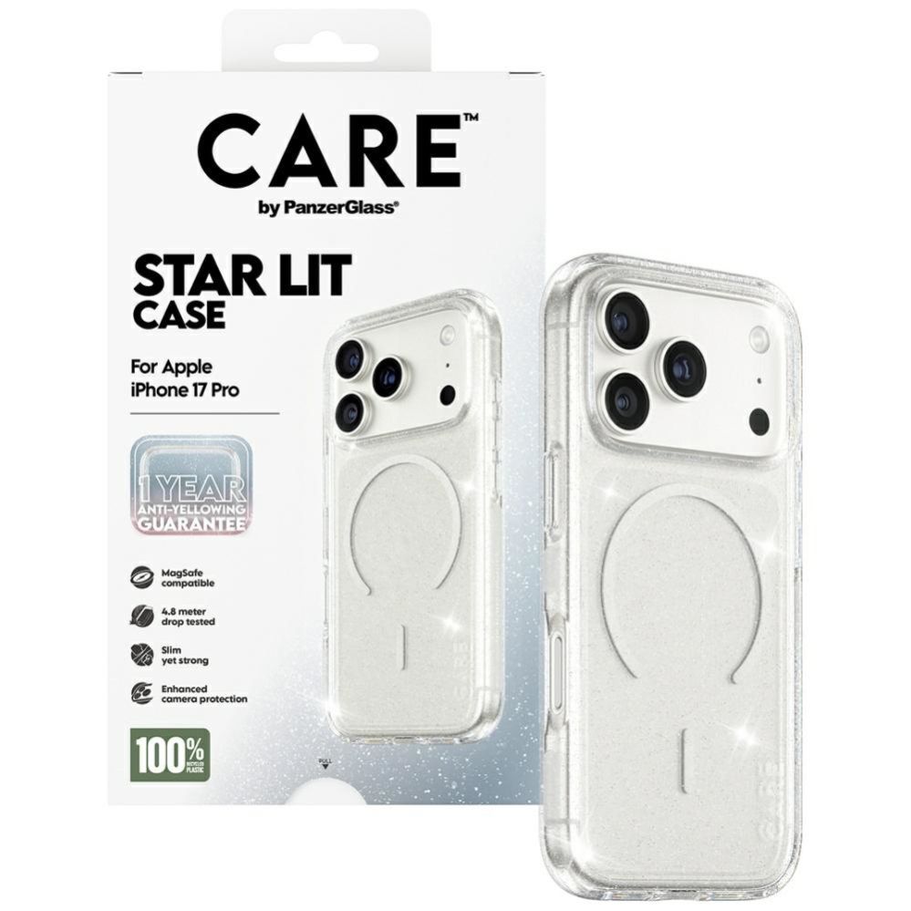 Citas preces Panzer Glass CARE by PanzerGlass Flagship Urban Explorer Case w. White MagSafe for iPhone 17 Pro - Clear Glitter