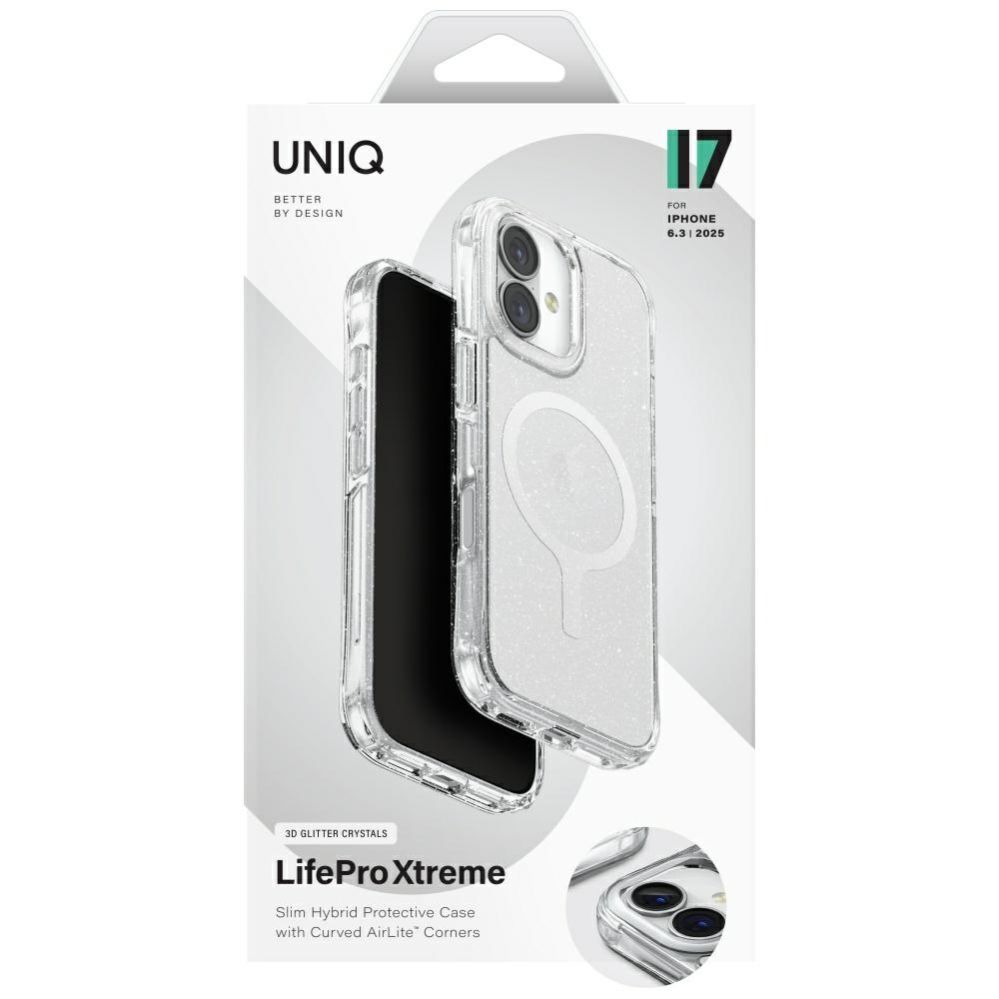Citas preces UNIQ Uniq LifePro Xtreme Magclick Charging Case for iPhone 17 - Transparent-Glitter