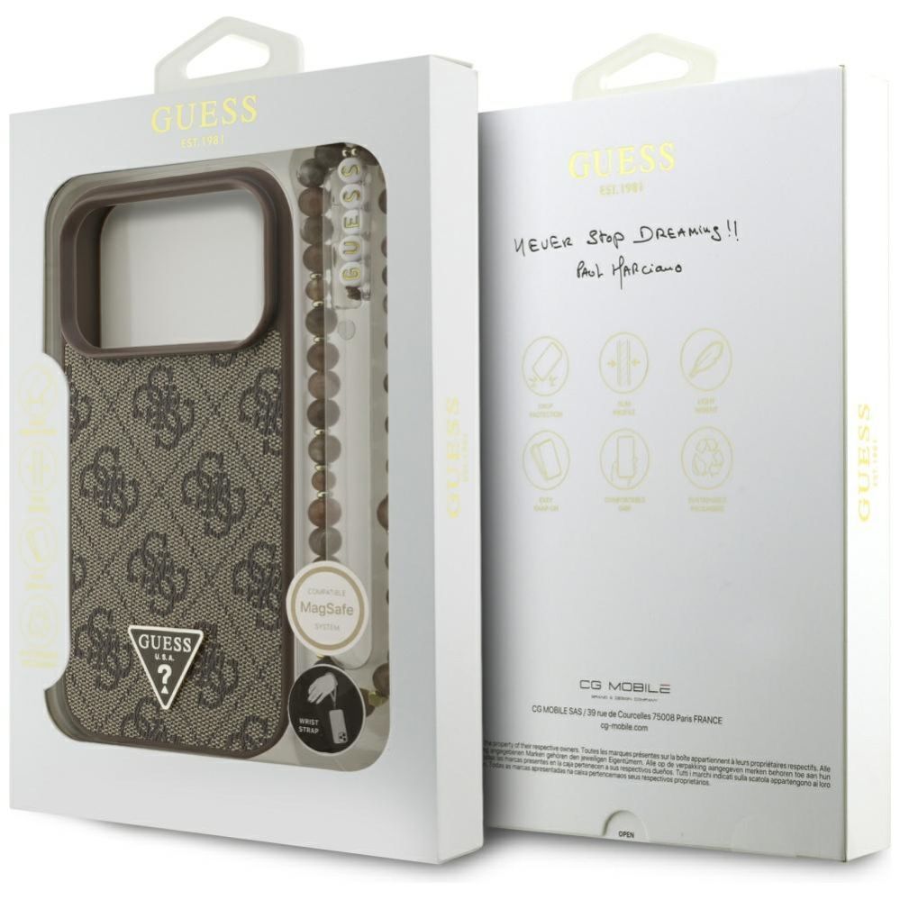 Другие товары Guess Guess 4G Strap Triangle Logo MagSafe case for iPhone 17 Pro - brown